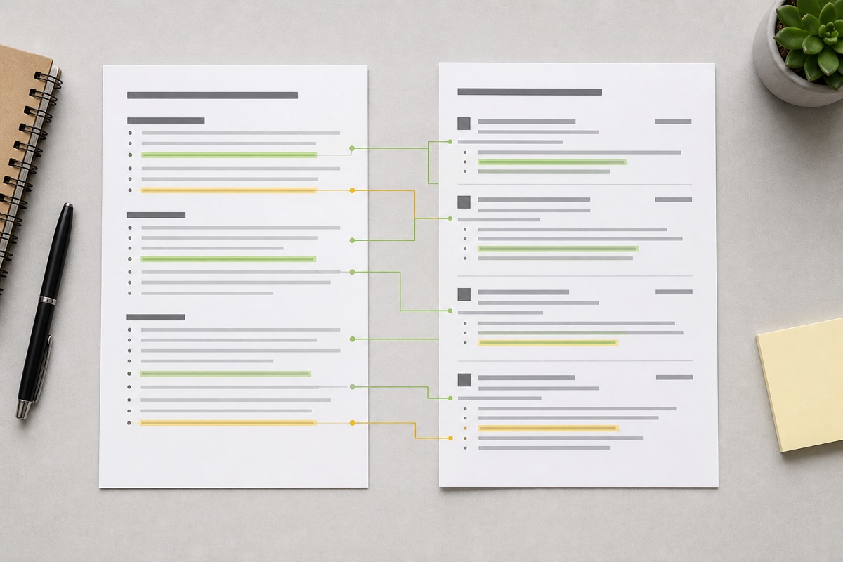 Illustration of requirements connected to resume evidence
